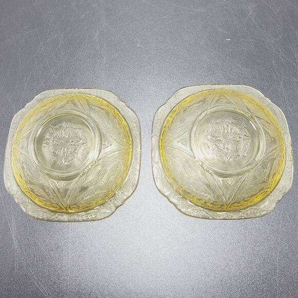 FEDERAL MADRID AMBER YELLOW DEPRESSION GLASS 5" Sauce Bowl Set of 2 - Picture 4 of 10